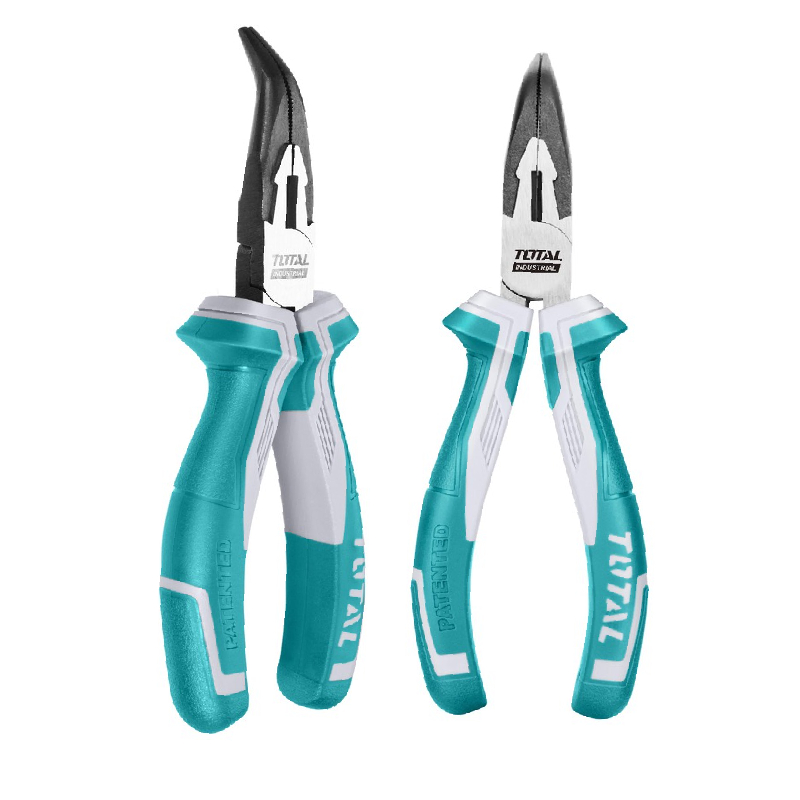 Bent Long-Nose Pliers, Plastic Handles, Econom Line