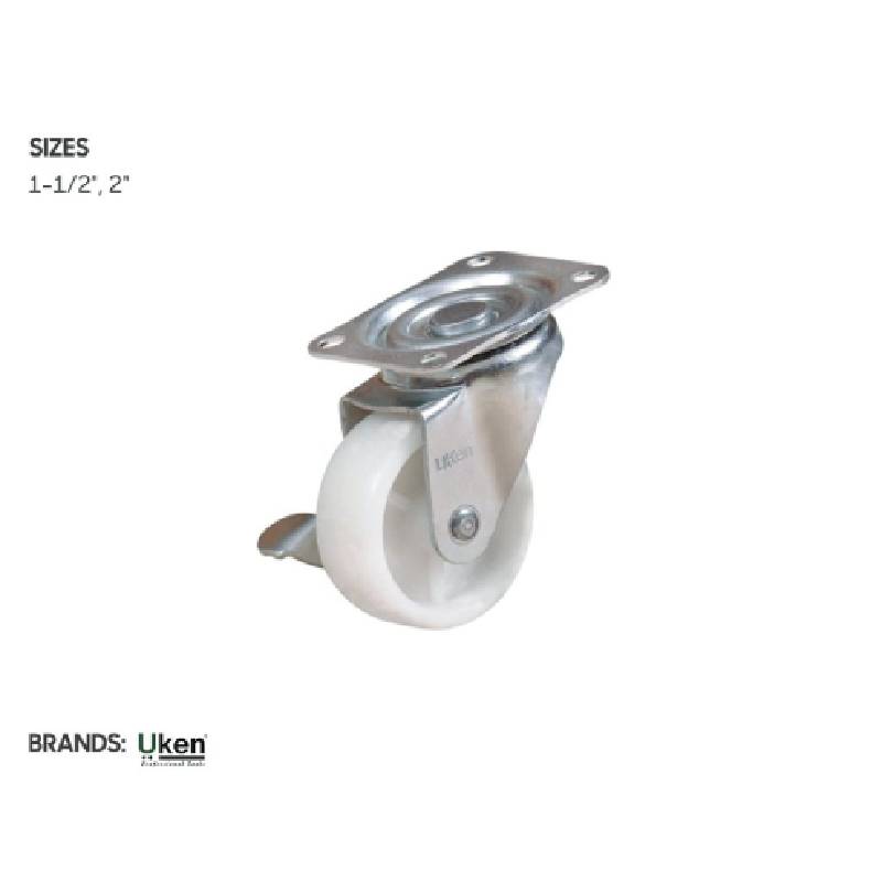 CASTER WHEEL-NYLON SWIVEL WITH BREAKE