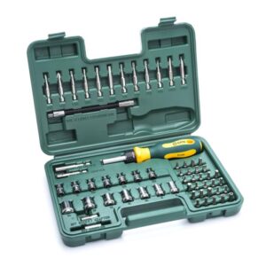 60 Pc. 14” Drive 6 Point Metric Socket and Ratcheting Bit Driver Set
