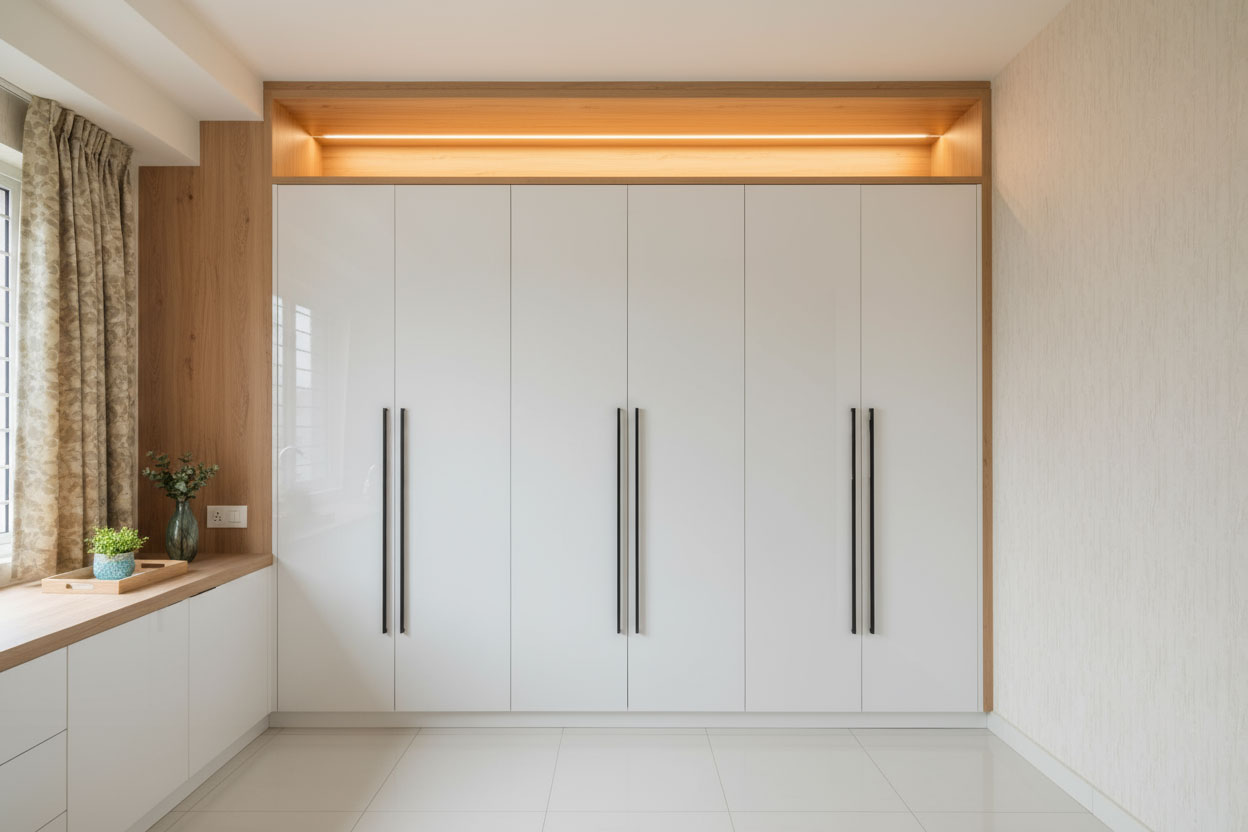 Contemporary-White-2-Door-Swing-Wardrobe-Design-With-Tall-Cabinets