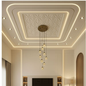 LUXURY LAYERED FALSE CEILING LIVING ROOM