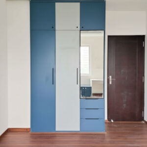MODERN 3 DOOR SWING WARDROBE DESIGN WITH INTEGRATED LIGHTING DRAWERS AND AMPLE CABINET SPACE