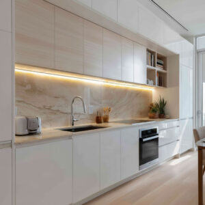 WARM HARMONY HERRINGBONE BEIGE KITCHEN