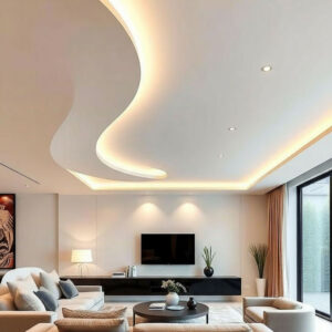 WAVE DESIGN FALSE CEILING LIVING ROOM